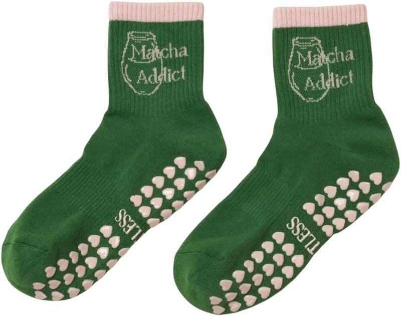 Shapes Studio Crew Half Calf Grip Socks, Cutest Fruits Pilates Socks, Ruffle socks, Non-Slip, Barre Yoga Fitness - Image 1